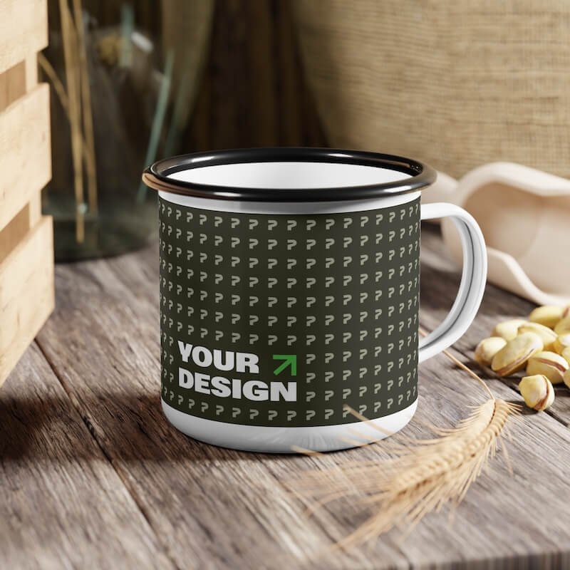 Personalised enamel mugs with design Custom Mugs UK 10